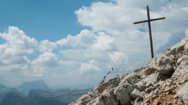 Timelapse panorama on alpine summit, South Tyrol — Stock Video