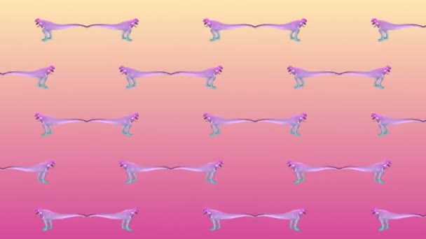 Patrón animado con colores de onda de un dinosaurio t rex — Vídeos de Stock