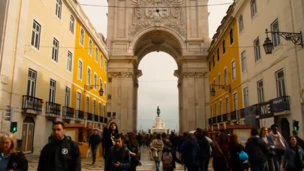 Прака-ду-Комерсио в центре Лиссабона — стоковое видео