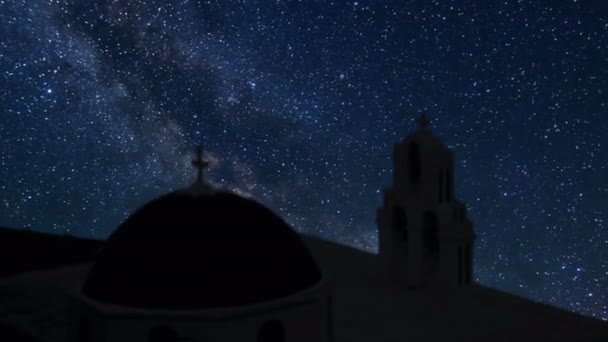 Santorini lapso de tiempo en la noche con estrellas — Vídeos de Stock