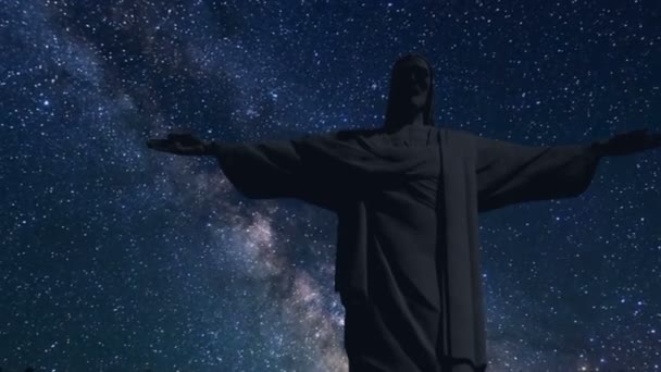 Il tempo di Cristo Redentore decadrà di notte con le stelle — Video Stock