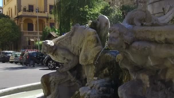 Frosch-Brunnen im berühmten Coppede-Viertel in Rom — Stockvideo