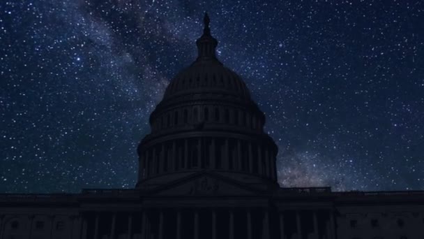 Time lapse with stars, Washington D.C., United States — стоковое видео