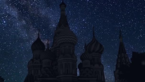 Tidsfördröjning med stjärnor, Kreml i Moskva, Ryssland — Stockvideo
