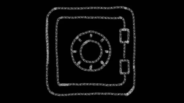 Safe icon, designed with drawing style on a blackboard, an animated footage ideal for compositing and motiongrafics Stock Image