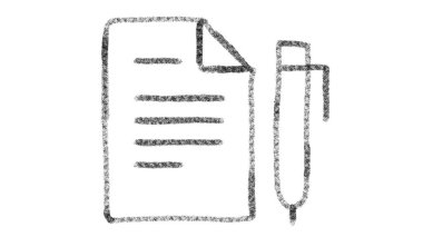 karatahtaya çizim biçimi çizilmiş defter ve kalem simgesi, birleştirme ve hareket grafikleri için ideal canlandırılmış görüntüler