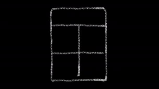 Taschenrechner-Symbol mit Zeichenstil auf Kreidetafel, animiertes Filmmaterial ideal für Compositing und Motiongrafics — Stockvideo