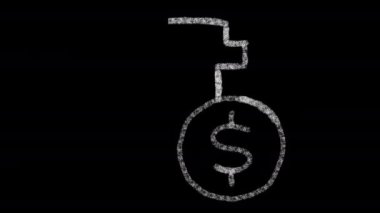 Kara tahta üzerine çizim biçimi ile tasarlanmış sikke simgesi, birleştirme ve hareket grafikleri için ideal animasyon görüntüleri