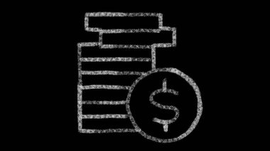 Kara tahta üzerine çizim biçimi ile tasarlanmış sikke simgesi, birleştirme ve hareket grafikleri için ideal animasyon görüntüleri