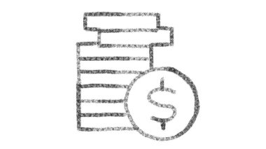 Kara tahta üzerine çizim biçimi ile tasarlanmış sikke simgesi, birleştirme ve hareket grafikleri için ideal animasyon görüntüleri