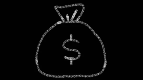 Taschensymbol mit Geld im Zeichenstil auf Kreidetafel gezeichnet, animiertes Filmmaterial ideal für Compositing und Motiongrafics — Stockfoto