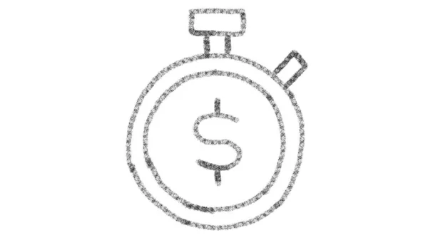 clock and money icon drawn with drawing style on chalkboard, animated footage ideal for compositing and motiongrafics