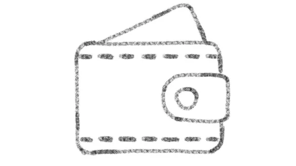 Ikona peněženky navržená se stylem kresby na tabuli, animované záběry ideální pro kompozice a pohybovou grafiku Royalty Free Stock Obrázky