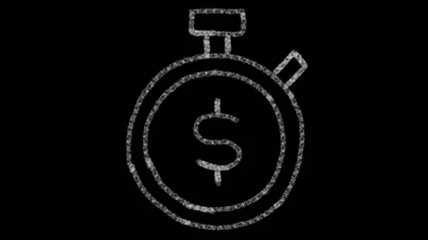 Ikona hodin a peněz nakreslená stylem kresby na tabuli, animované záběry ideální pro kompozice a pohybovou grafiku Stock Fotografie