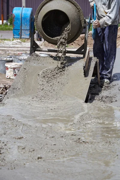 Concrete Mixer Construction Site Concreting Floors — Stockfoto