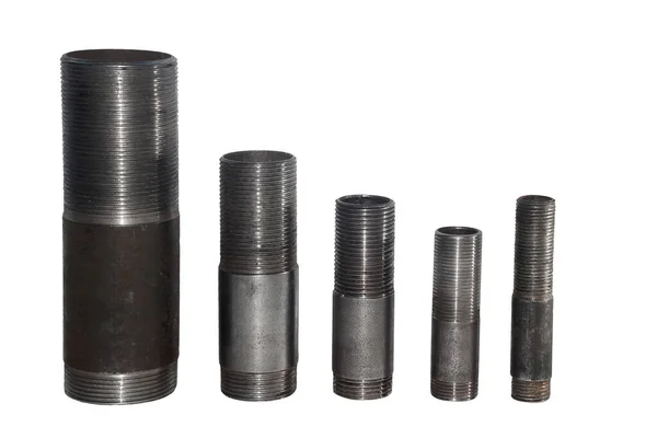 Uniões Tubos Metal Com Rosca Externa Diferentes Calibres — Fotografia de Stock