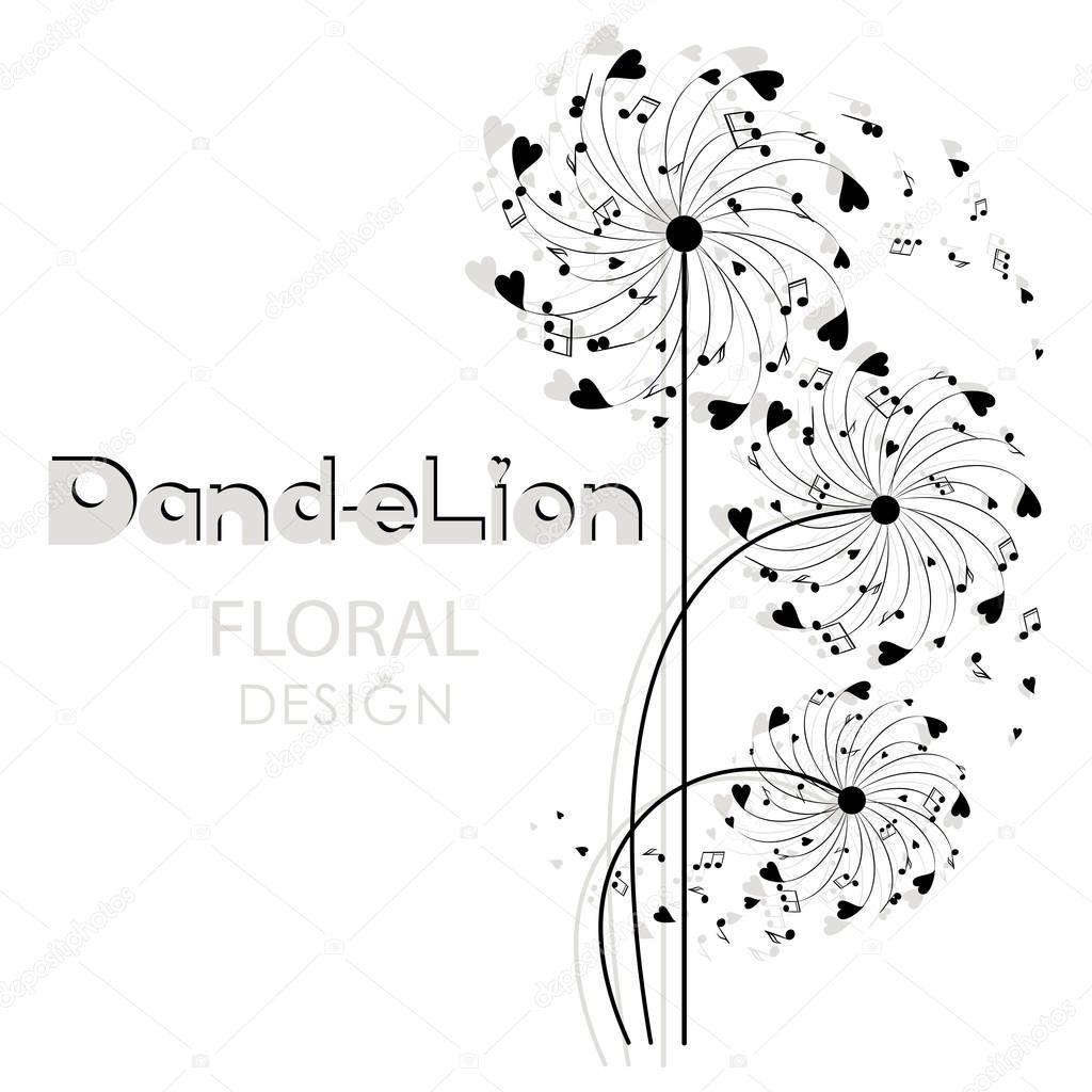  Musical dandelion. Floral design.