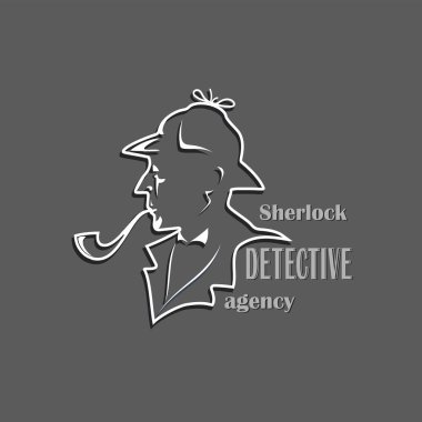 Sherlock. Dedektiflik Bürosu. Siluet metin ile kesmek. 