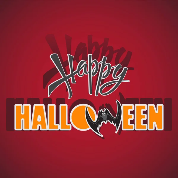 Pipistrello Buon Halloween Iscrizione Sfondo Rosso Progettazione Del Messaggio Banner — Vettoriale Stock