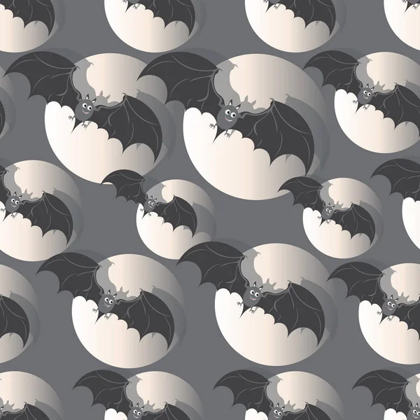 Volo Pipistrelli Nella Luna Piena Buon Halloween Schema Senza Soluzione — Vettoriale Stock