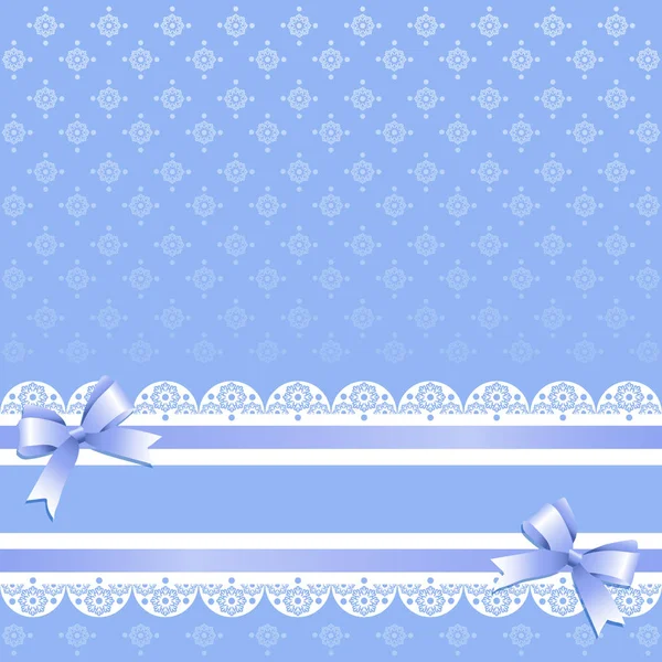 Snowflakes Light Blue Background Lilac Ribbons Bows Vintage Background Lace — Stock Vector
