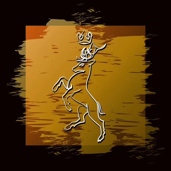 Majestic Deer Yellow Background Emblem Vector Image Design Emblem Website — Stock Vector