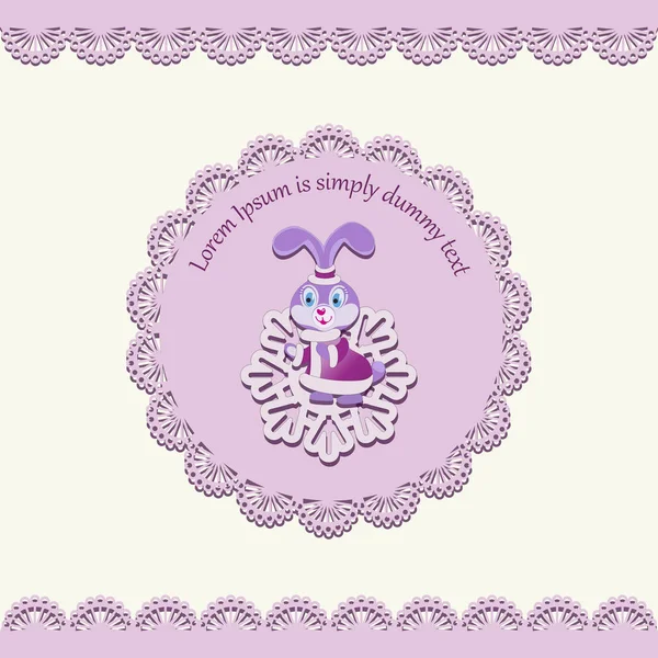 Lovely Bunny Lace Napkin Celebratory Background Baby Shower Card Postcard — Stock Vector