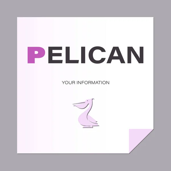 Pelícano Pájaro Rosa Minimalismo Letra Mayúscula Rosa Inscripción Puede Utilizar — Archivo Imágenes Vectoriales