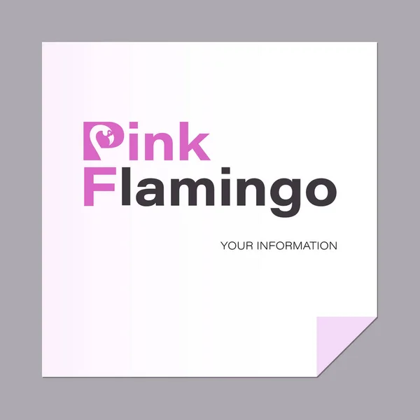 Inscrição Pink Flamingo Uma Carta Com Pássaro Letras Maiúsculas Logo — Vetor de Stock