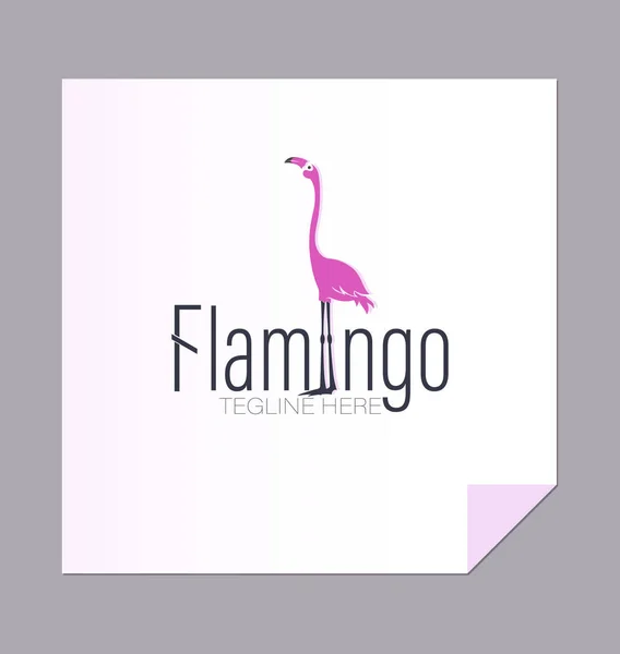Logotipo Flamingo Emblema Inscrição Com Pássaro Rosa Pode Ser Usada — Vetor de Stock