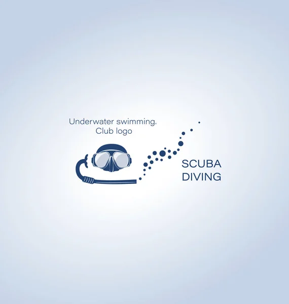 面膜和呼吸管 水下游泳 俱乐部标志 运动跳水的概念 — 图库矢量图片