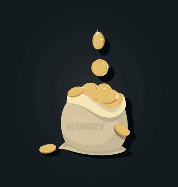 Para çantası. Para çuvalı. Para çantası. Çantanın içinde bozuk paralar var.. 