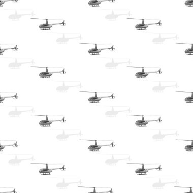 Helikopterler uçuyor. Helikopter desenli. Vektör temalı arkaplan. Düz stil. Kusursuz desen