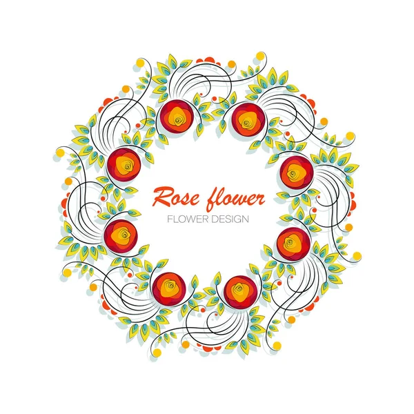 Цветы розы. Цветочный венок, рамка, фон. Элементы векторной иллюстрации изолированы на белом фоне . — стоковый вектор