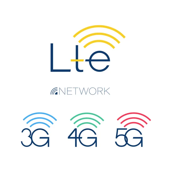 Lte icon. Network signs 3g, 4g, 5g. Vector technology. Set. Design template isolated illustration. Internet symbol — Stock Vector