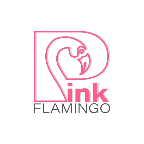 Flamingo Rosa Ícone Ilustração Vetorial Isolada Logotipo Linear Emblema Carta — Vetor de Stock