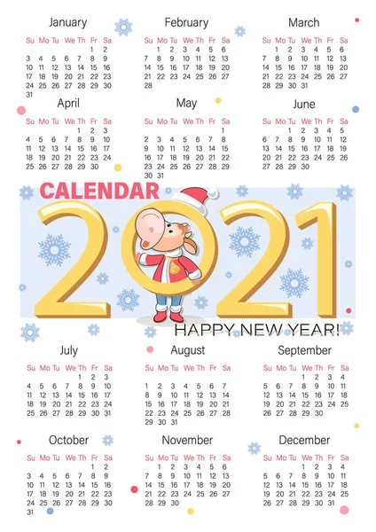 Cielę. Pieprzenie. Kalendarz 2021. Kalendarz wektorowy, pamiętnik planisty. Byczy symbol Nowego Roku. Cielę — Wektor stockowy