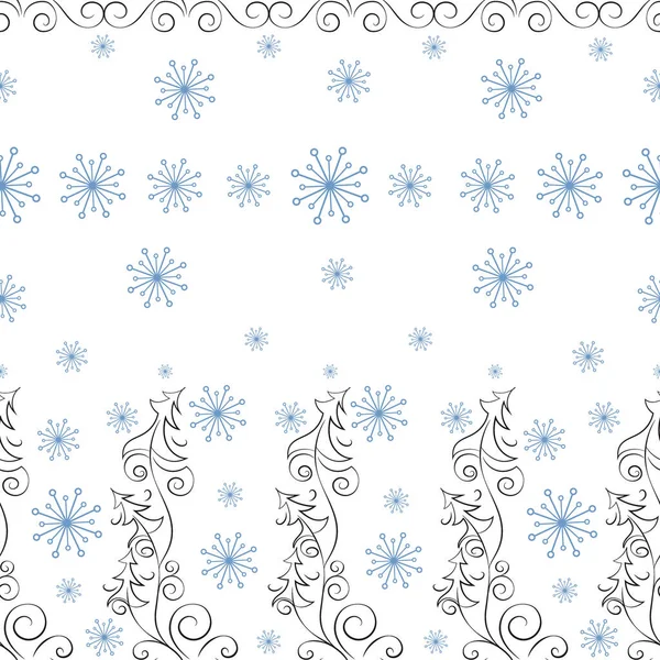 Abeto decorativo. Bosque de invierno. Fondo vectorial, borde con elementos de árboles de Navidad — Archivo Imágenes Vectoriales
