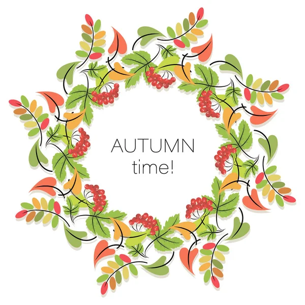 À l'automne. Viburnum rouge. Fond vectoriel. Affiche. Concept modèle automne avec feuilles d'automne — Image vectorielle