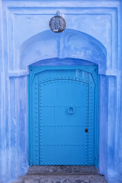 Tradizionali Case Berbere Blu Chefchaouen Marocco Dettaglio Porte Pareti Blu — Foto Stock