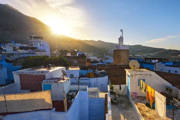Hermosa Vista Desde Azotea Sobre Una Antigua Medina Chefchaouen Marruecos — Foto de Stock