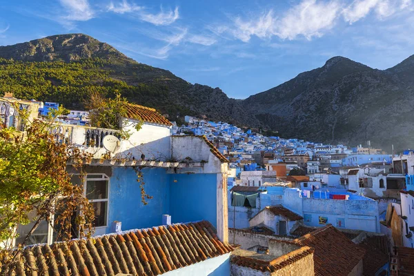 Hermosa Vista Desde Azotea Sobre Una Antigua Medina Chefchaouen Marruecos — Foto de Stock