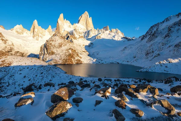 Fantastisk Utsikt Över Mount Fitz Roy Soluppgången Vackra Berg Patagonien — Stockfoto