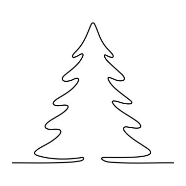 Noel ağacı. Sürekli bir çizgi çiziyor. Vektör illüstrasyonu Düzenlenebilir vuruş.
