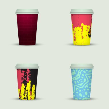 Suluboya kümesi kahve kupaları tasarım götürün.