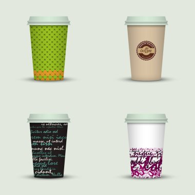 Kahve kupaları vektör çizim seti 