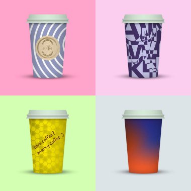 Yaratıcı dizi kahve kupaları tasarım götürün.