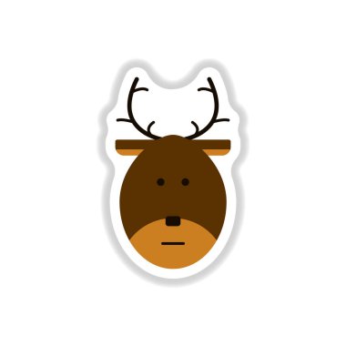 Vektör çizim kağıt etiket tarzı Noel geyiği