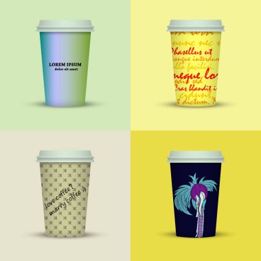 Yaratıcı dizi kahve kupaları tasarım götürün.