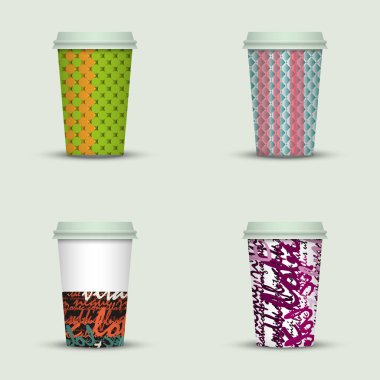 Kahve kupaları vektör çizim seti 